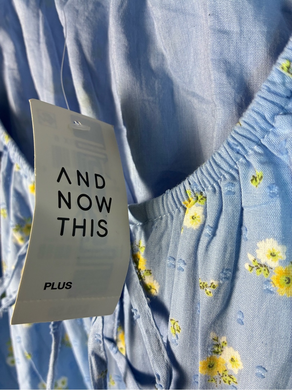 And Now This Blue Floral Midi Dress Tiered Puff Sleeve 2X Milkmaid Coquette NEW - Picture 9 of 12